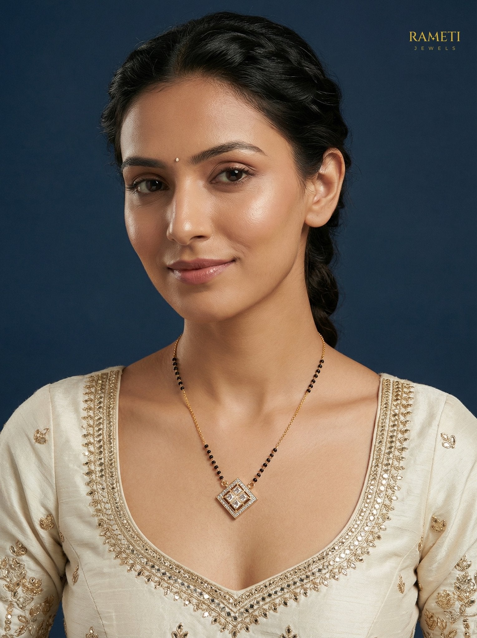 Cheshta Traditional Heritage Collection Mangalsutra worn by model - Rameti Jewels