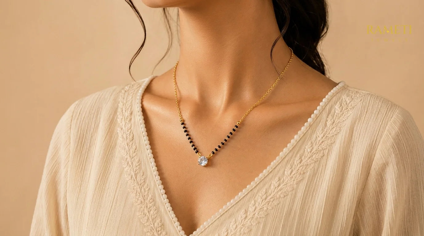 Detailed view of Malavika Mangalsutra - Rameti Jewels