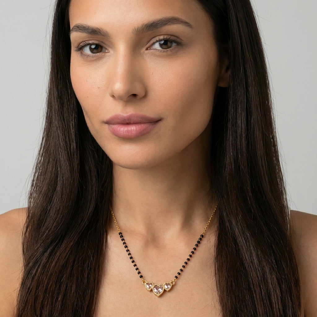 Aarohi Eternal Bond 18K Gold Mangalsutra worn by model - Rameti Jewels