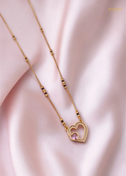 Side profile and craftsmanship of Chitrakshi Minimalist Elegance Daily Wear Mangalsutra - Rameti Jewels