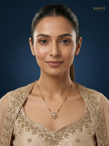 Diya Sleek and Sophisticated Office Wear Mangalsutra worn by model - Rameti Jewels
