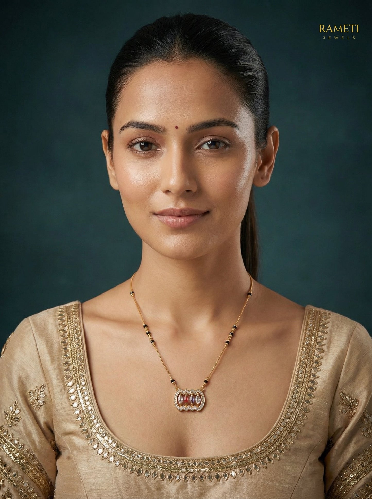 Drishti Traditional Heritage Collection Mangalsutra worn by model - Rameti Jewels