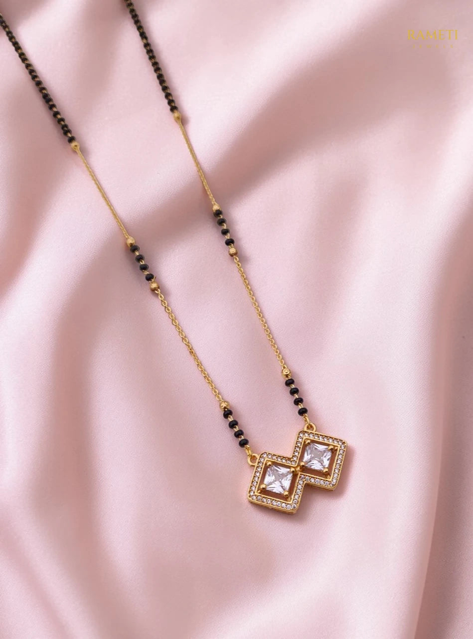 Side profile and craftsmanship of Daksha Sleek and Sophisticated Office Wear Mangalsutra - Rameti Jewels