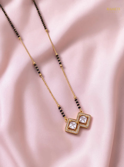 Side profile and craftsmanship of Daksha Sleek and Sophisticated Office Wear Mangalsutra - Rameti Jewels