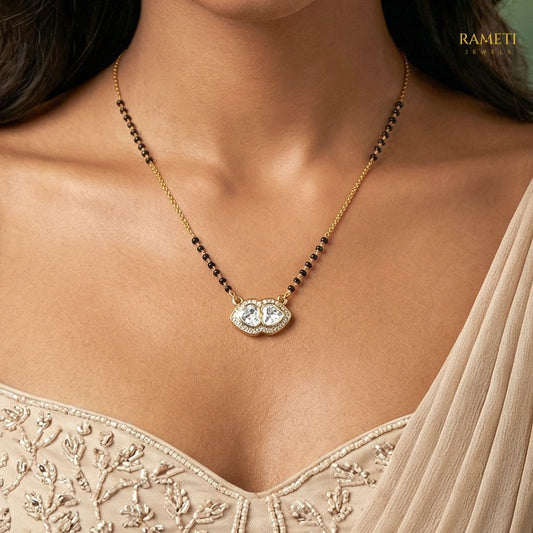 Detailed view of Deepa Glistening CZ Studded Party Wear Mangalsutra - Rameti Jewels