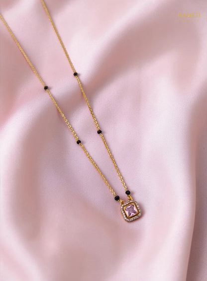 Side profile and craftsmanship of Aditi Celebrity Inspired Modern Mangalsutra - Rameti Jewels