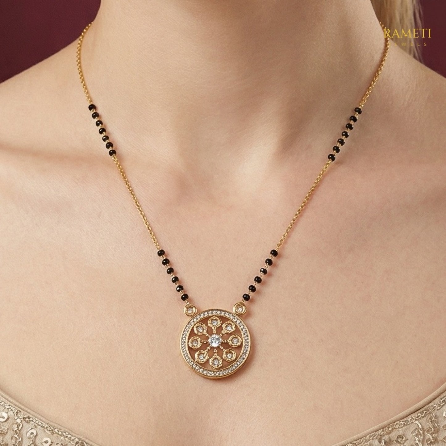 Eesha Royal Heart Cut Designer Mangalsutra - Rameti Jewels