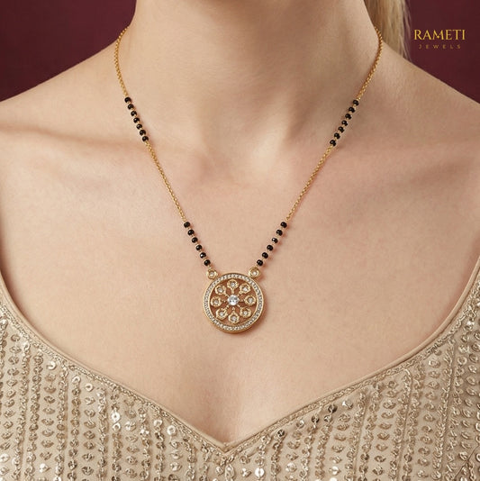 Detailed view of Eesha Royal Heart Cut Designer Mangalsutra - Rameti Jewels