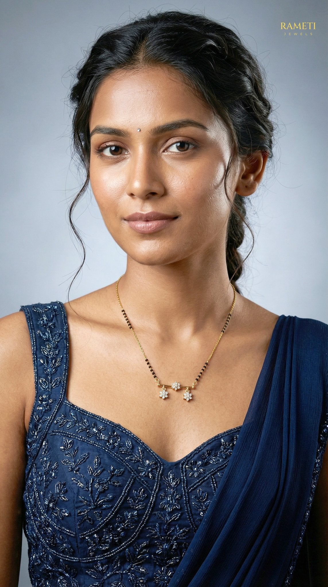 Eshika Celebrity Inspired Modern Mangalsutra worn by model - Rameti Jewels