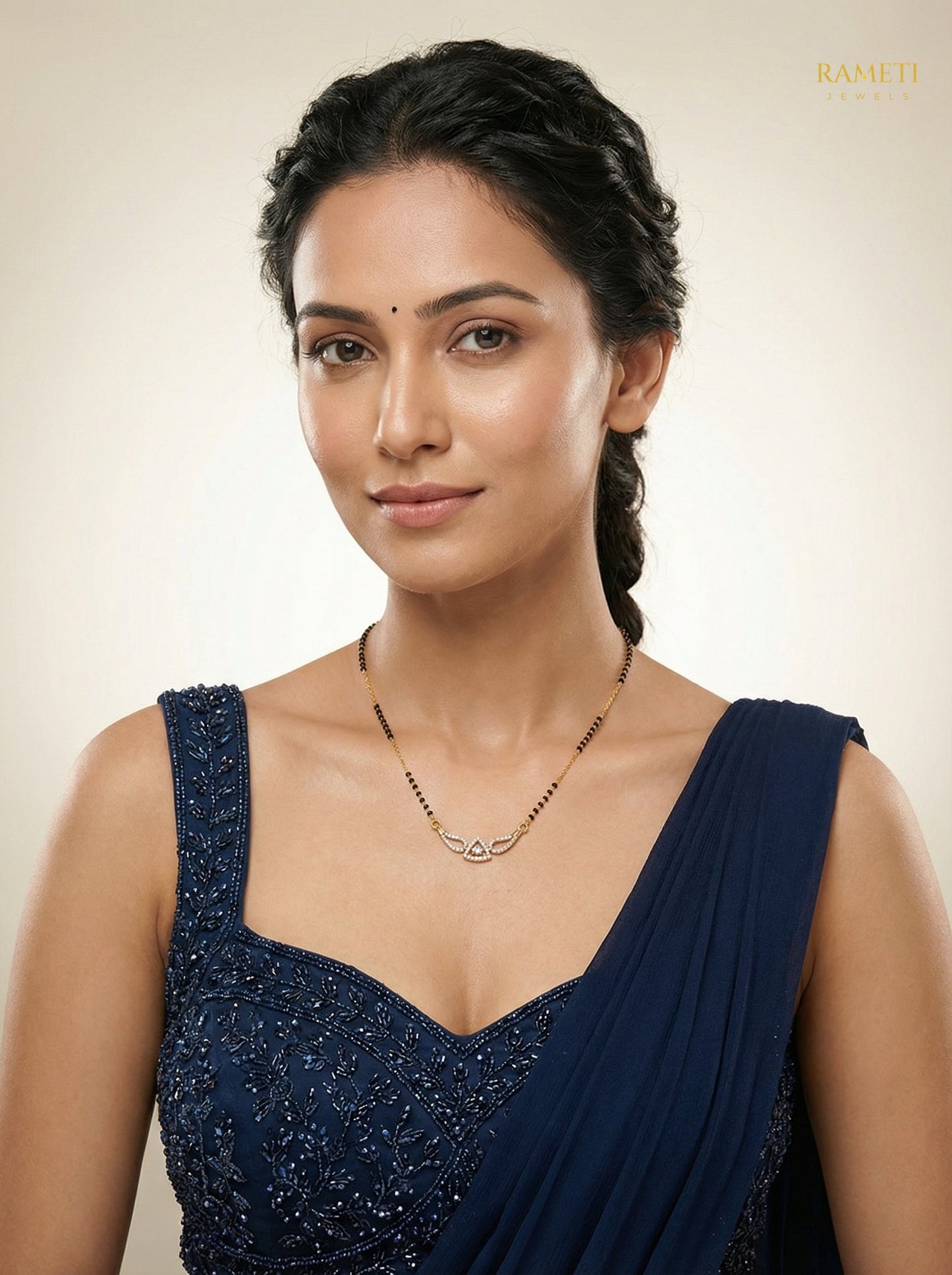 Eti Eternal Bond 18K Gold Mangalsutra worn by model - Rameti Jewels