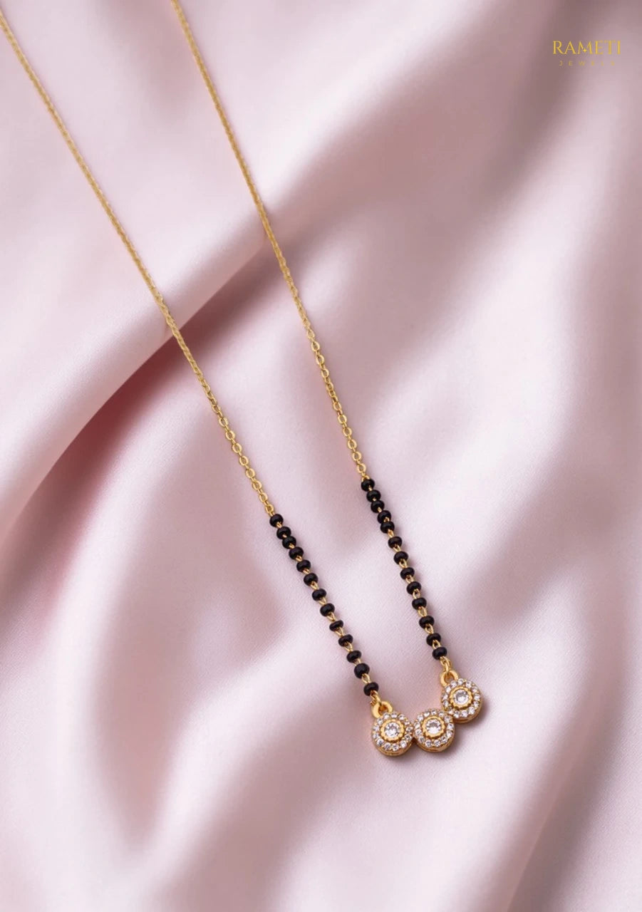 Side profile and craftsmanship of Ahana Divine Protection Classic Mangalsutra - Rameti Jewels