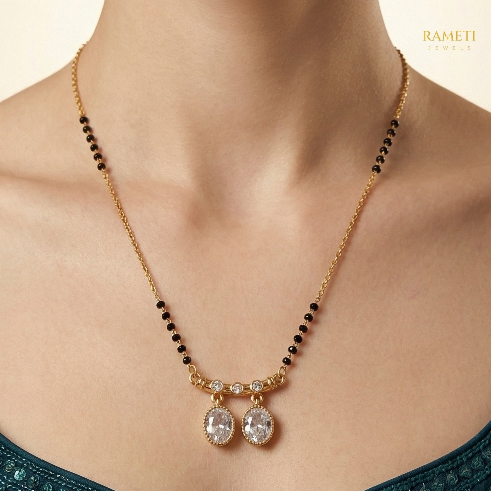 Eva Royal Heart Cut Designer Mangalsutra - Rameti Jewels