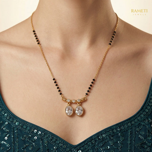 Detailed view of Eva Royal Heart Cut Designer Mangalsutra - Rameti Jewels