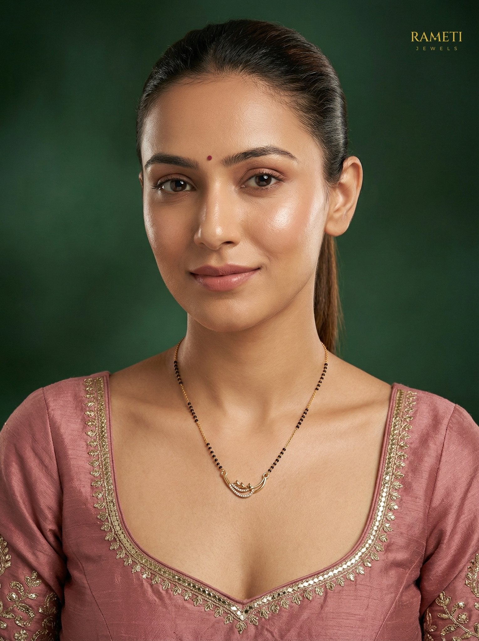 Fiza Traditional Heritage Collection Mangalsutra worn by model - Rameti Jewels