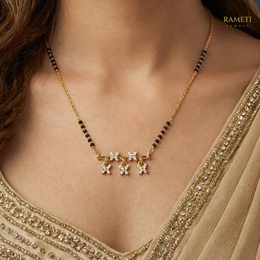 Detailed view of Falguni Glistening CZ Studded Party Wear Mangalsutra - Rameti Jewels