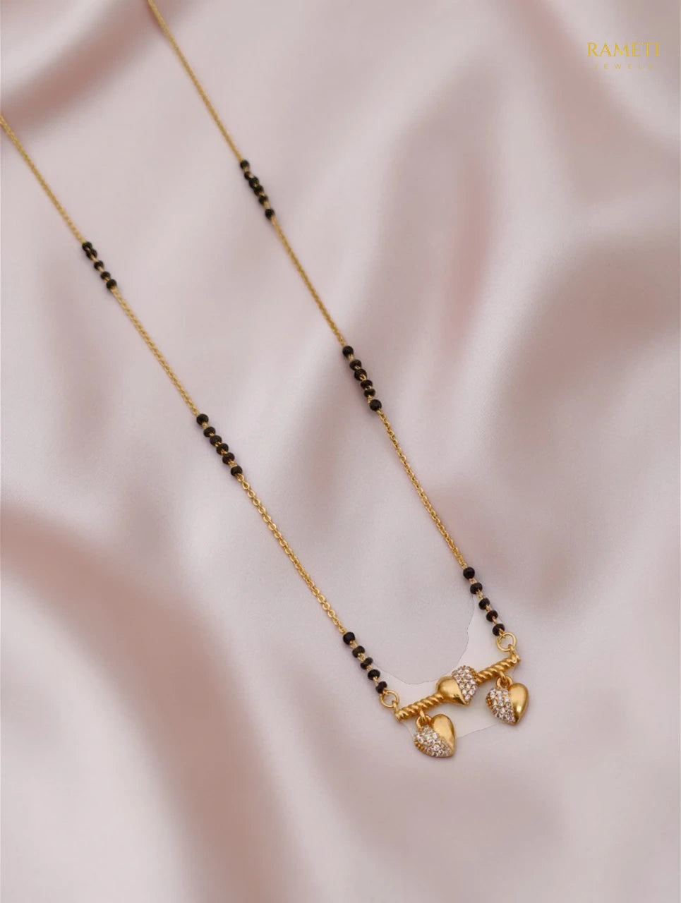 Side profile and craftsmanship of Farah Minimalist Elegance Daily Wear Mangalsutra - Rameti Jewels