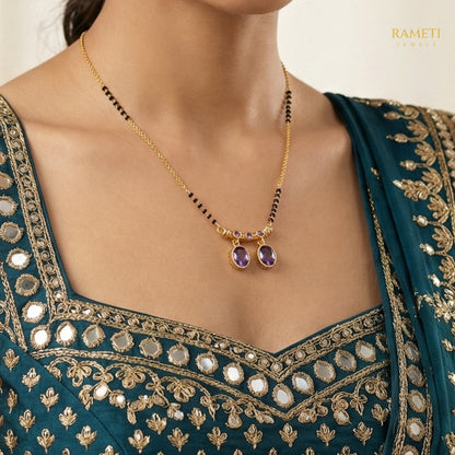 Detailed view of Fatima Royal Heart Cut Designer Mangalsutra - Rameti Jewels