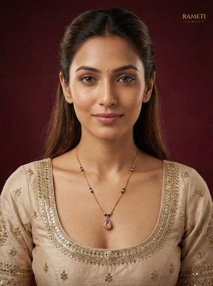 Forum Celebrity Inspired Modern Mangalsutra worn by model - Rameti Jewels