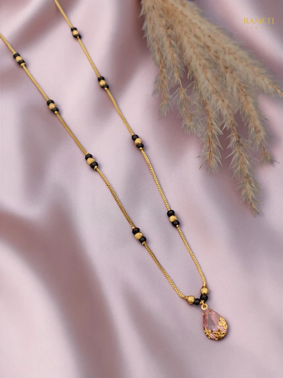 Side profile and craftsmanship of Forum Celebrity Inspired Modern Mangalsutra - Rameti Jewels