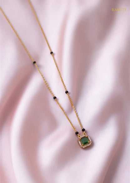 Side profile and craftsmanship of Akshara Sleek and Sophisticated Office Wear Mangalsutra - Rameti Jewels