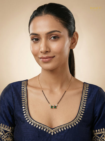 Gauri Sleek and Sophisticated Office Wear Mangalsutra worn by model - Rameti Jewels