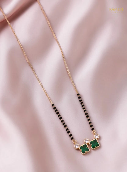 Side profile and craftsmanship of Gauri Sleek and Sophisticated Office Wear Mangalsutra - Rameti Jewels