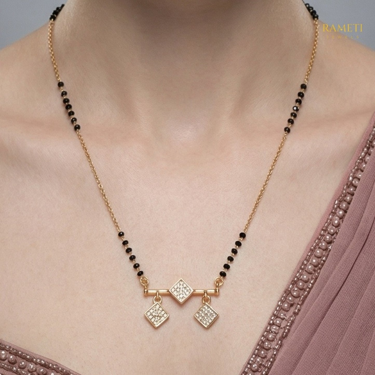 Geetika Royal Heart Cut Designer Mangalsutra - Rameti Jewels