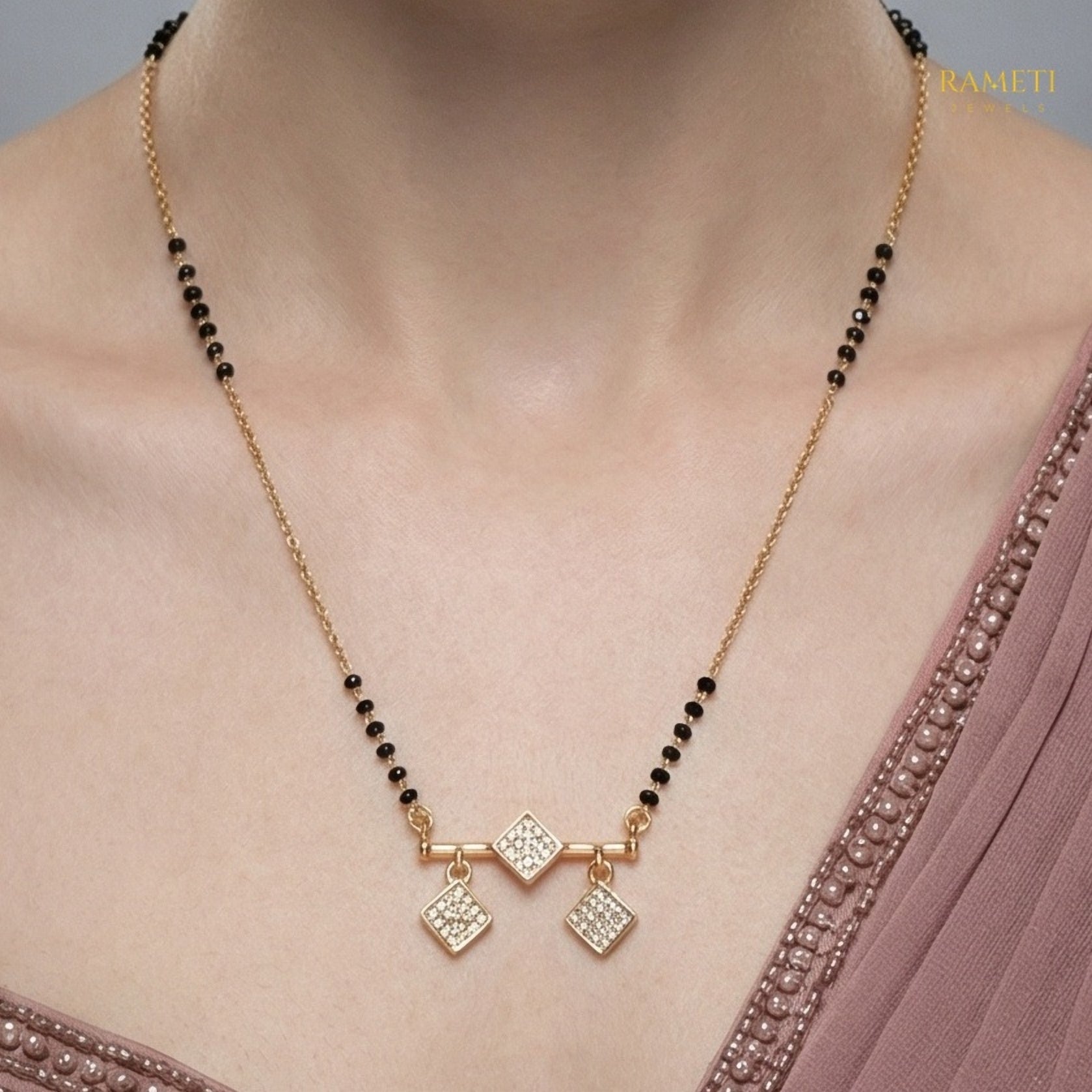 Geetika Royal Heart Cut Designer Mangalsutra - Rameti Jewels