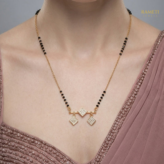 Detailed view of Geetika Royal Heart Cut Designer Mangalsutra - Rameti Jewels