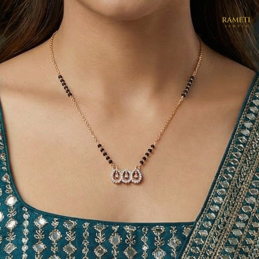 Detailed view of Ginni Royal Heart Cut Designer Mangalsutra - Rameti Jewels