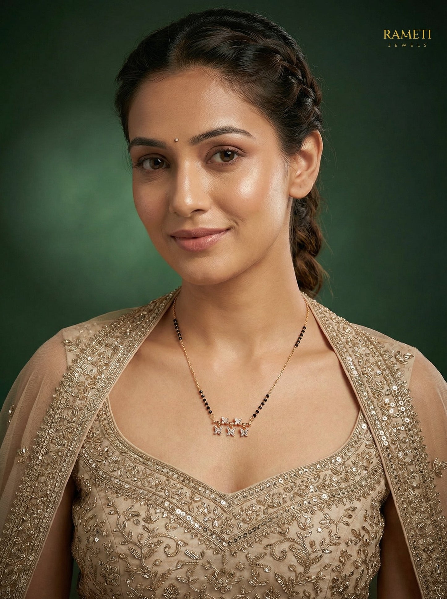 Gira Sleek and Sophisticated Office Wear Mangalsutra worn by model - Rameti Jewels