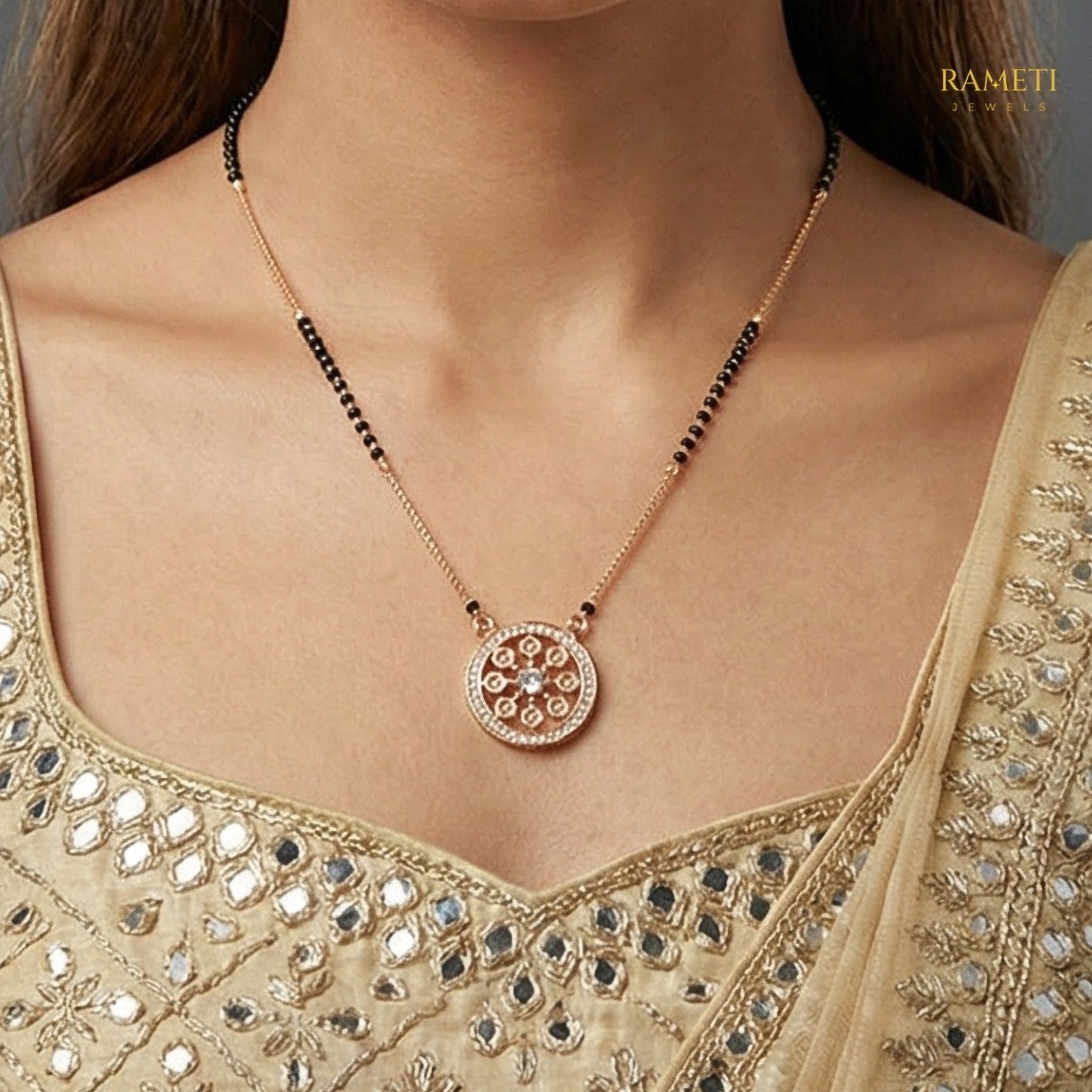Detailed view of Grishma Traditional Heritage Collection Mangalsutra - Rameti Jewels