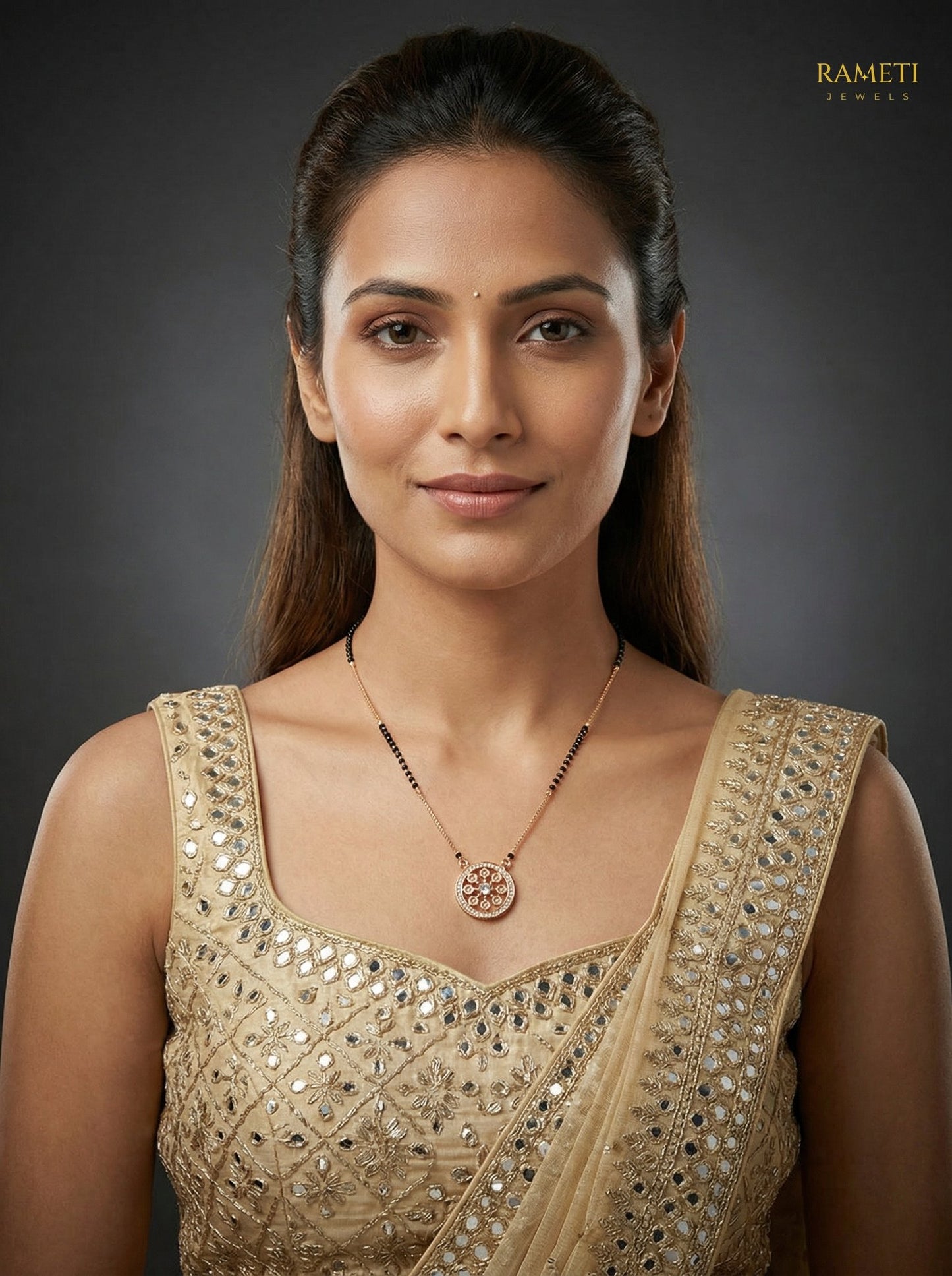 Grishma Traditional Heritage Collection Mangalsutra worn by model - Rameti Jewels