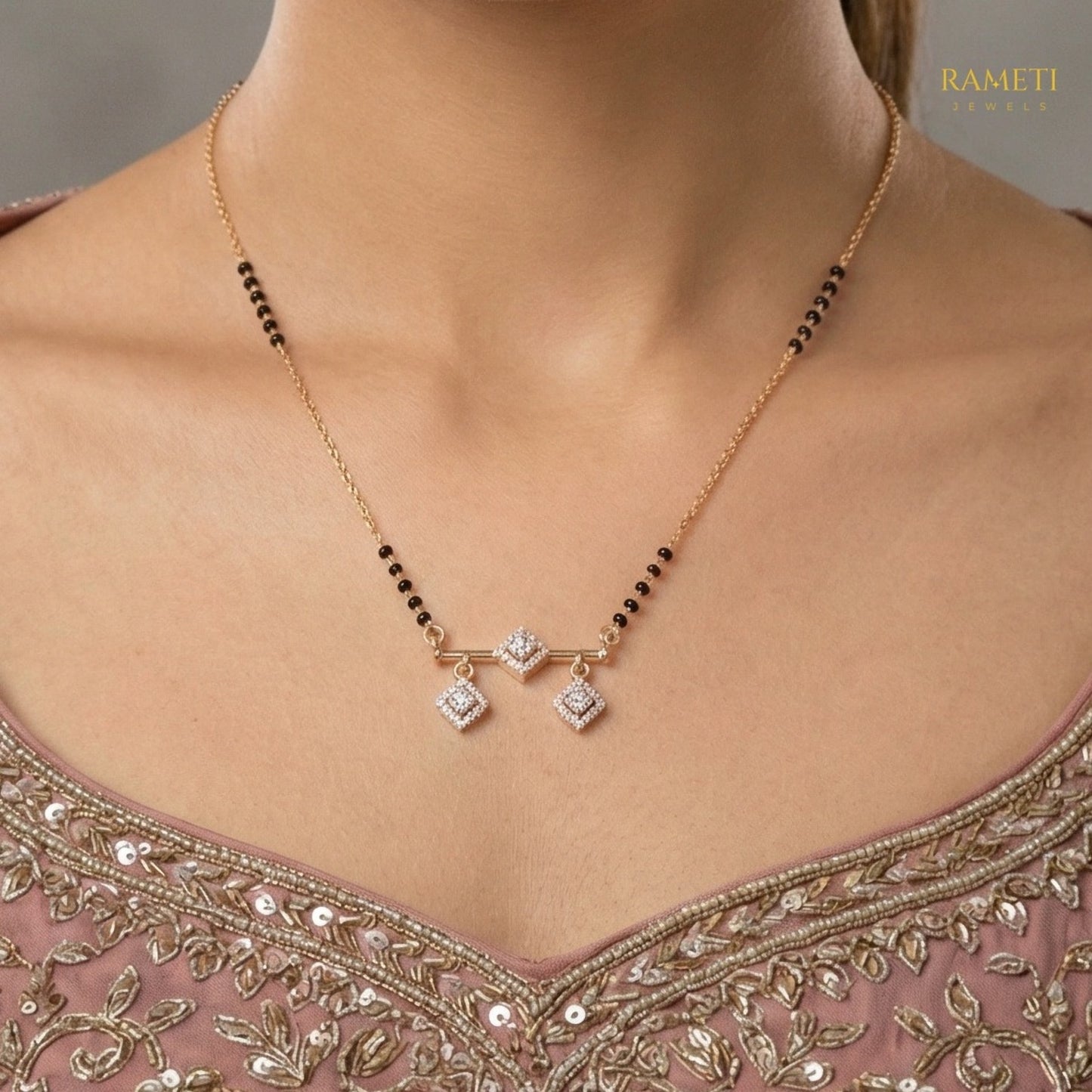 Detailed view of Gunjan Traditional Heritage Collection Mangalsutra - Rameti Jewels