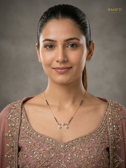 Gunjan Traditional Heritage Collection Mangalsutra worn by model - Rameti Jewels