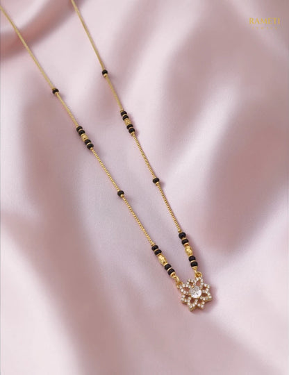 Side profile and craftsmanship of Harini Glistening CZ Studded Party Wear Mangalsutra - Rameti Jewels