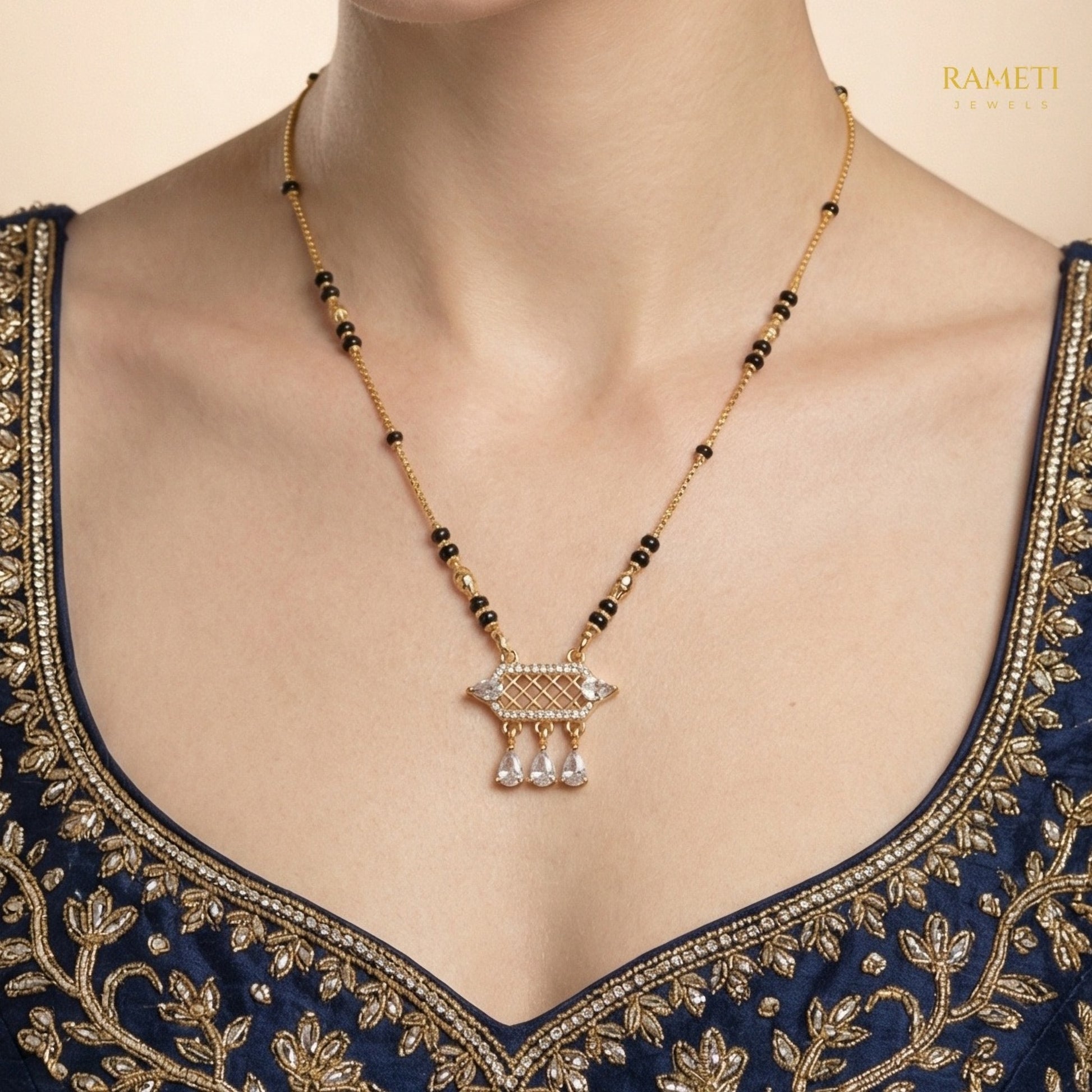 Detailed view of Harshita Minimalist Elegance Daily Wear Mangalsutra - Rameti Jewels