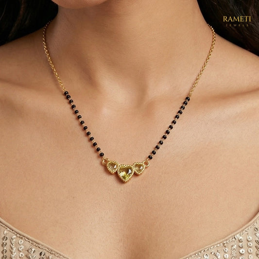 Detailed view of Anika Royal Heart Cut Designer Mangalsutra - Rameti Jewels
