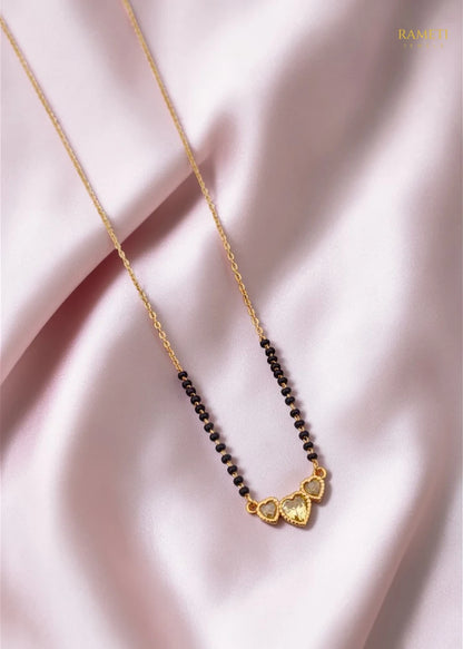 Side profile and craftsmanship of Anika Royal Heart Cut Designer Mangalsutra - Rameti Jewels