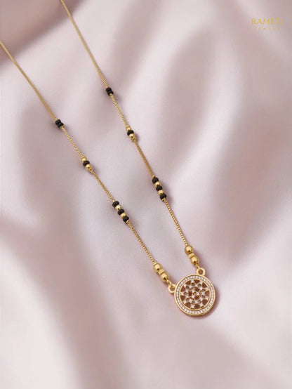 Side profile and craftsmanship of Ishani Divine Protection Classic Mangalsutra - Rameti Jewels