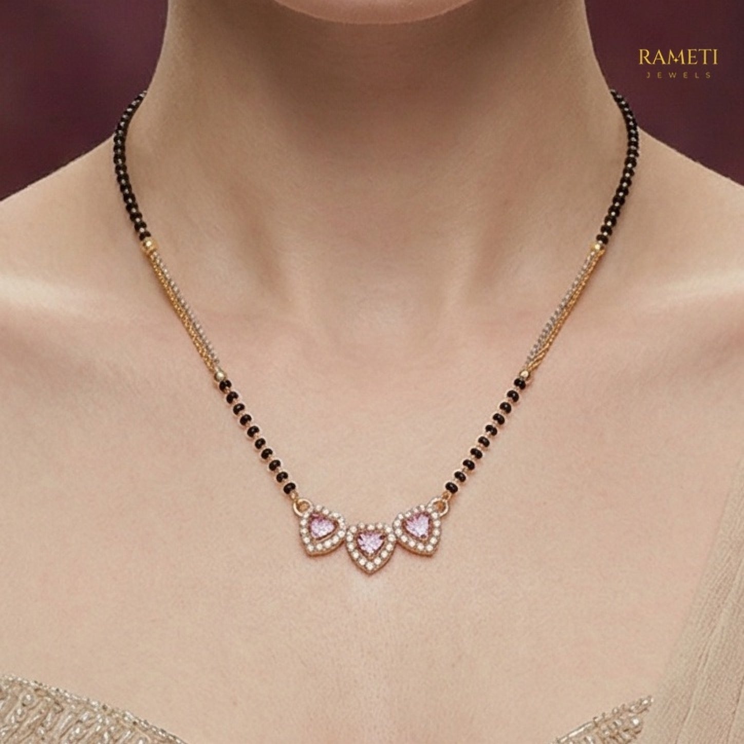 Inaya Glistening CZ Studded Party Wear Mangalsutra - Rameti Jewels