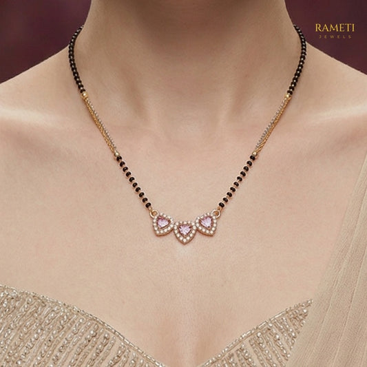 Detailed view of Inaya Glistening CZ Studded Party Wear Mangalsutra - Rameti Jewels