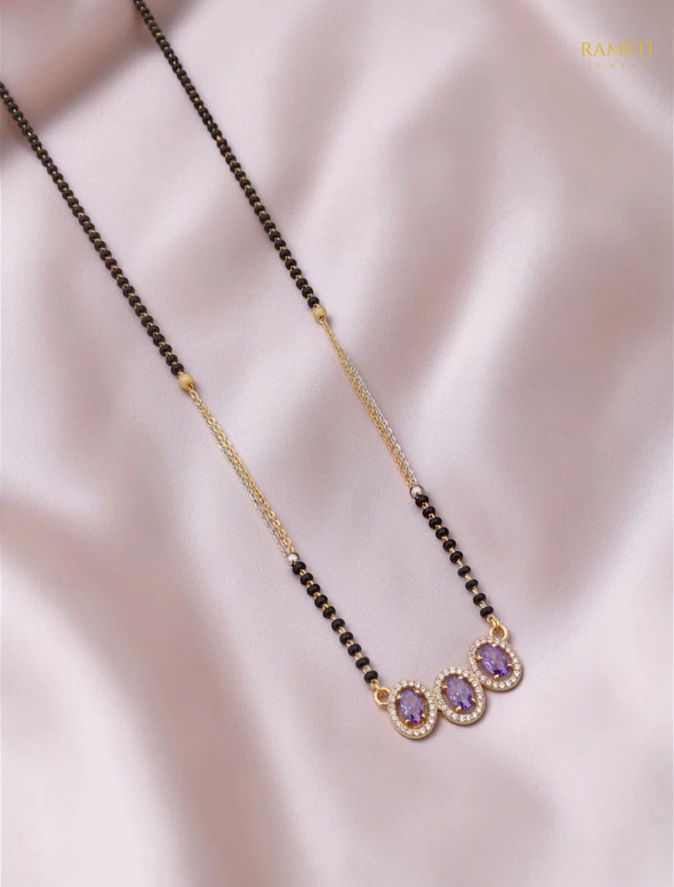 Side profile and craftsmanship of Ina Traditional Heritage Collection Mangalsutra - Rameti Jewels