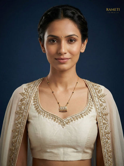 Ipsa Celebrity Inspired Modern Mangalsutra worn by model - Rameti Jewels