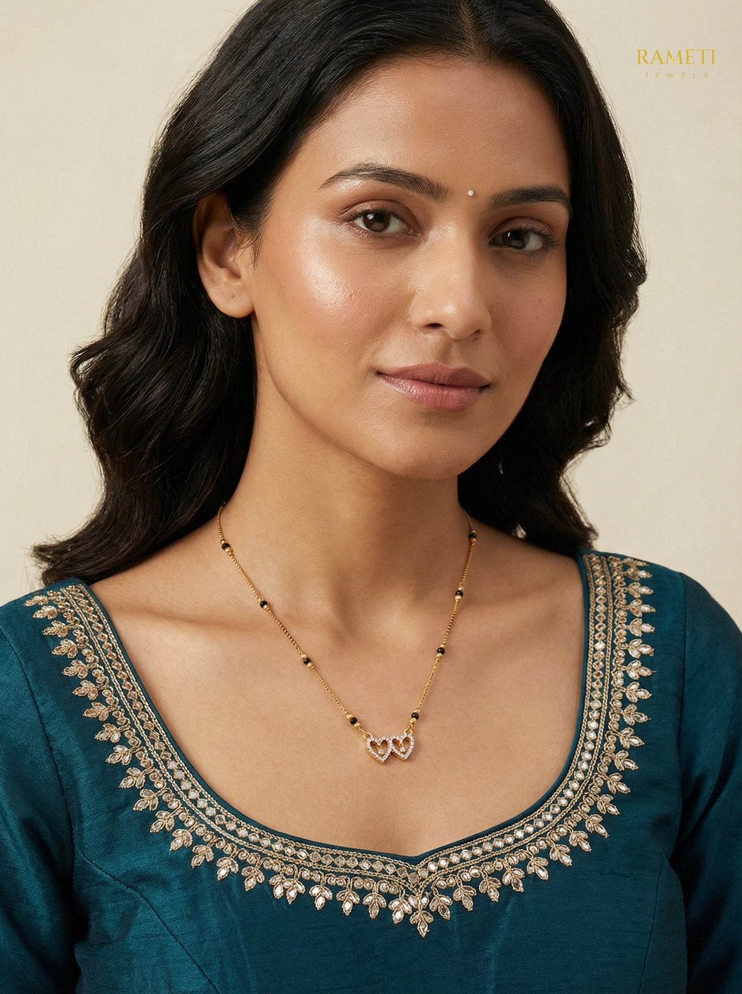 Ipsita Sleek and Sophisticated Office Wear Mangalsutra worn by model - Rameti Jewels