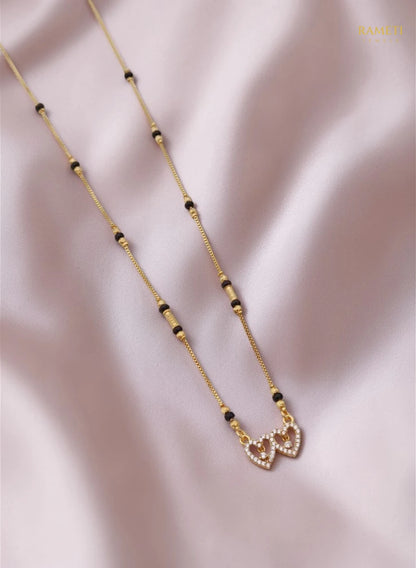 Side profile and craftsmanship of Ipsita Sleek and Sophisticated Office Wear Mangalsutra - Rameti Jewels