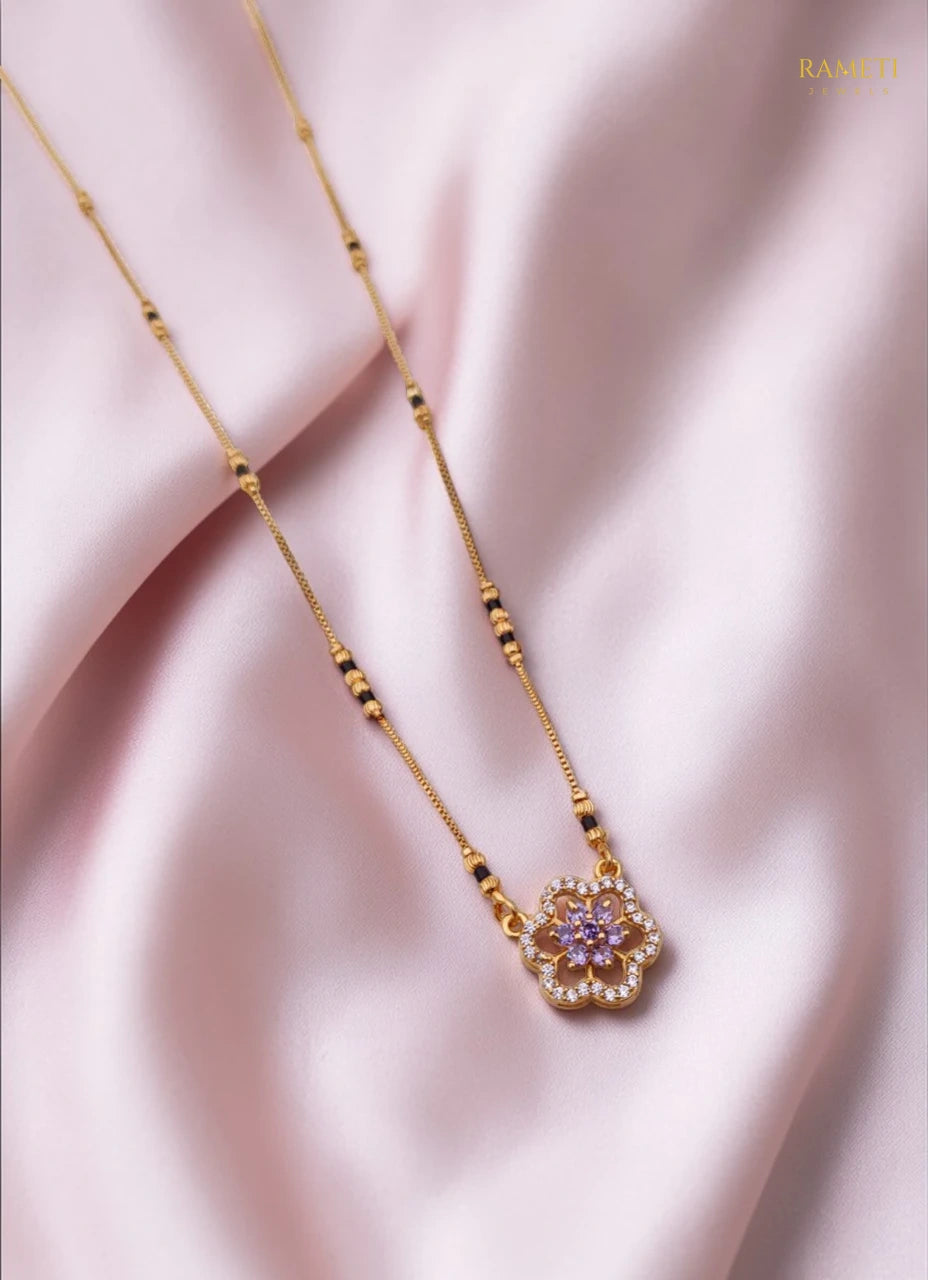 Side profile and craftsmanship of Avni Divine Protection Classic Mangalsutra - Rameti Jewels