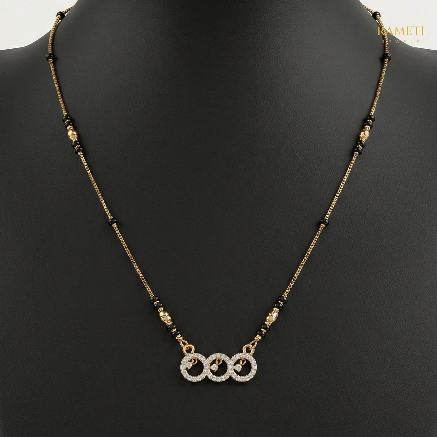 Jhanvi Glistening CZ Studded Party Wear Mangalsutra - Rameti Jewels