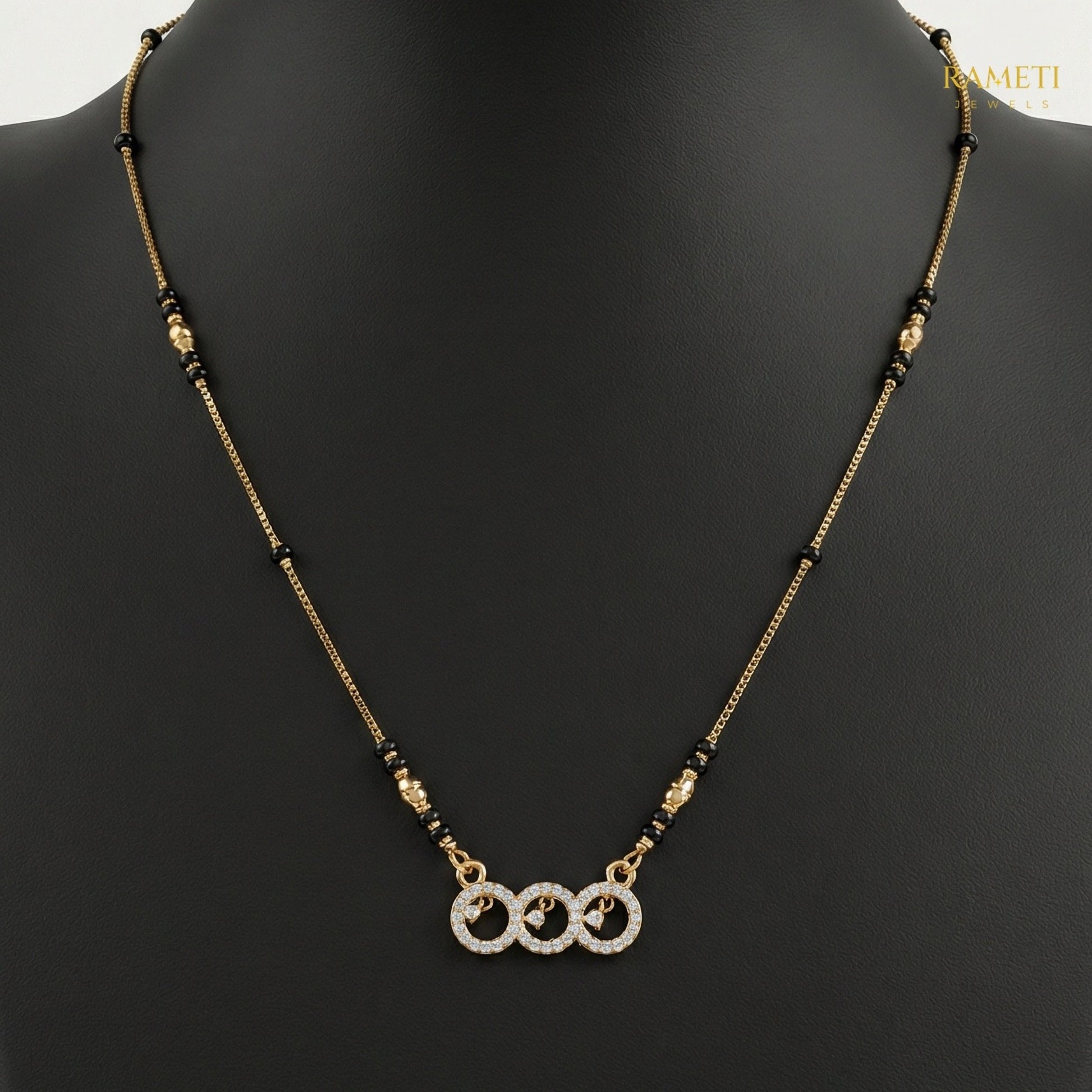 Jhanvi Glistening CZ Studded Party Wear Mangalsutra - Rameti Jewels