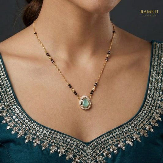 Detailed view of Jagriti Divine Protection Classic Mangalsutra - Rameti Jewels